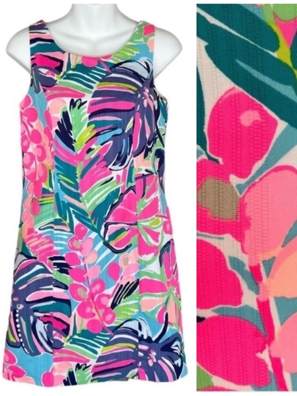 Lilly Pulitzer Cathy Shift Dress Exotic Garden Print Sleeveless 0 - Picture 12 of 12